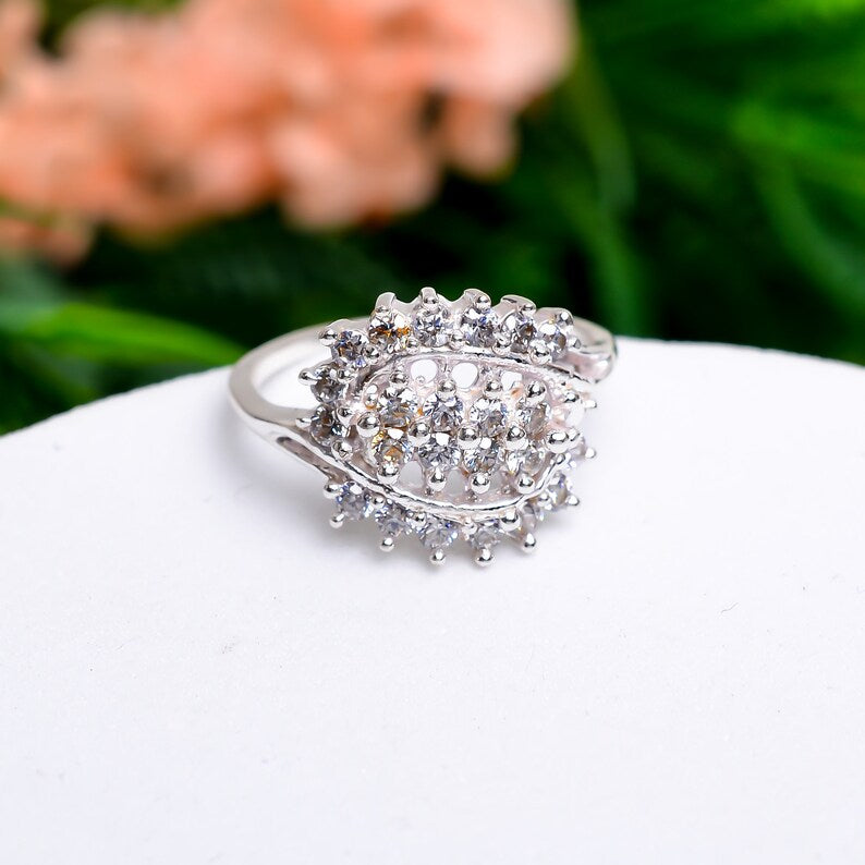 Cubic Zirconia Minimalist Statement Natural Gemstone Ring