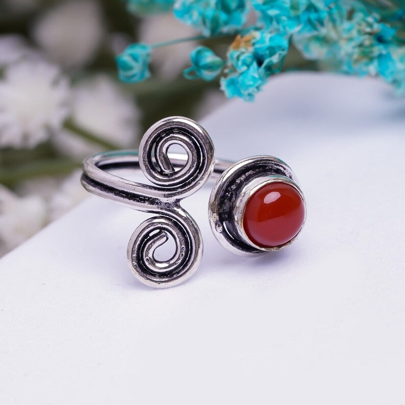 Carnelian Handcrafted Natural Gemstone Statement Ring