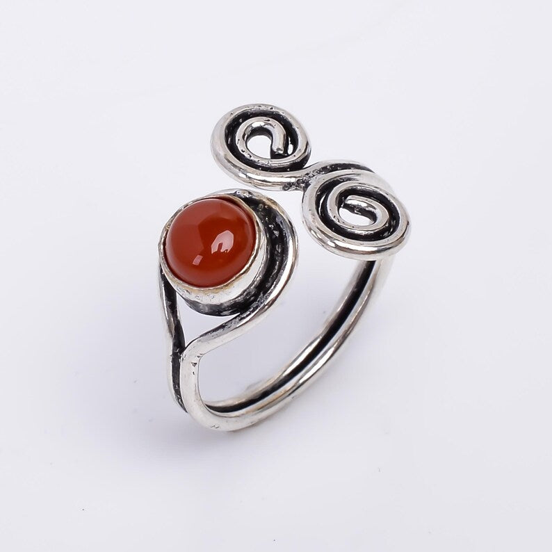Carnelian Handcrafted Natural Gemstone Statement Ring