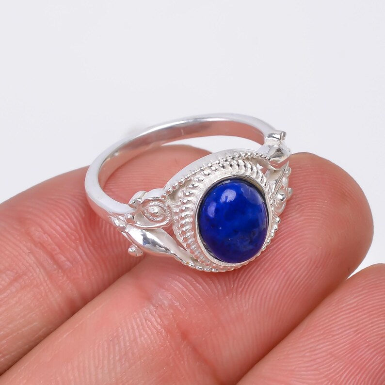 Natural Lapis Lazuli Gemstone Handcrafted Statement Ring