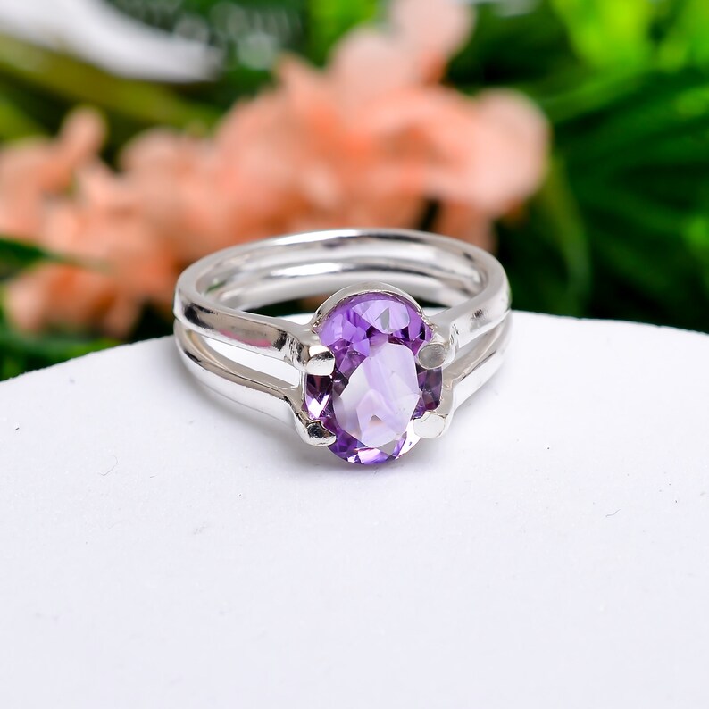 Amethyst Handcrafted Statement Natural Gemstone Ring