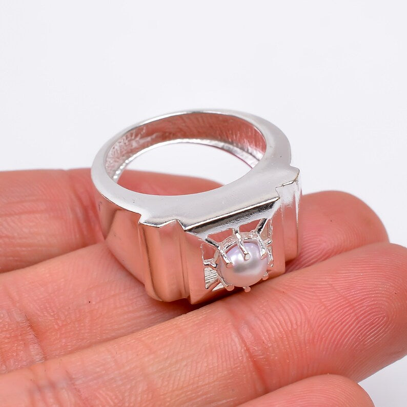 Pearl Minimalist Handcrafted Statement Natural Gemstone Ring