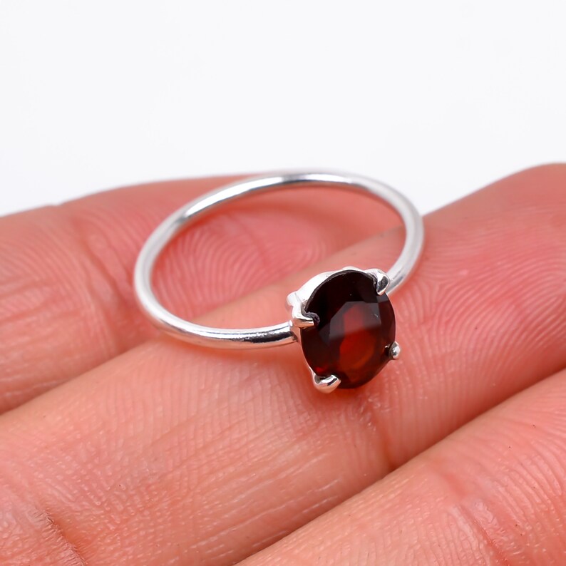 Garnet Minimalist Birthstone Handcrafted Natural Gemstone Ring
