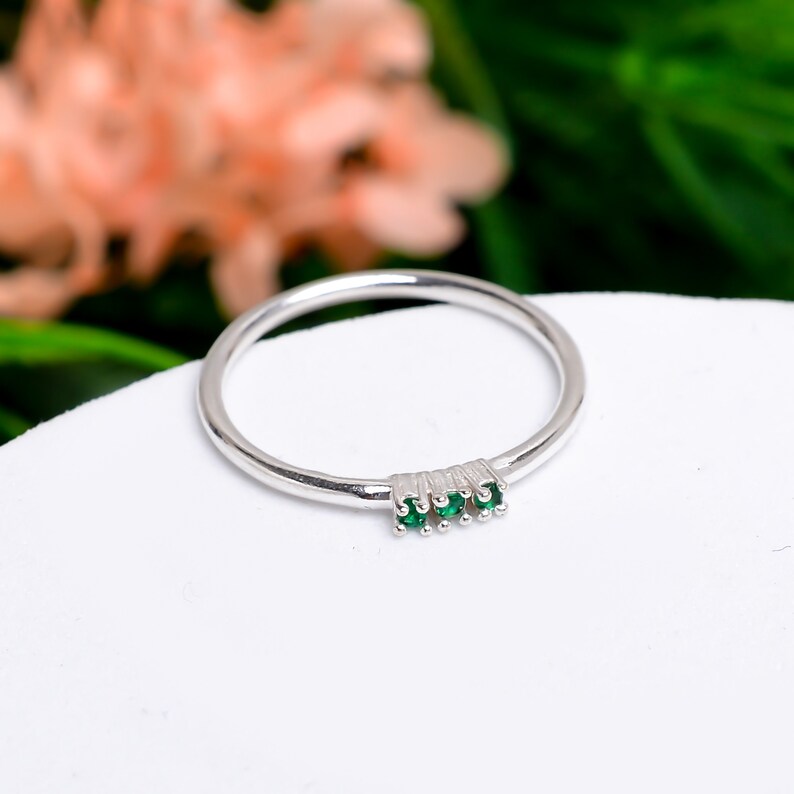 Green Cubic Zirconia Minimalist Gemstone Statement Ring