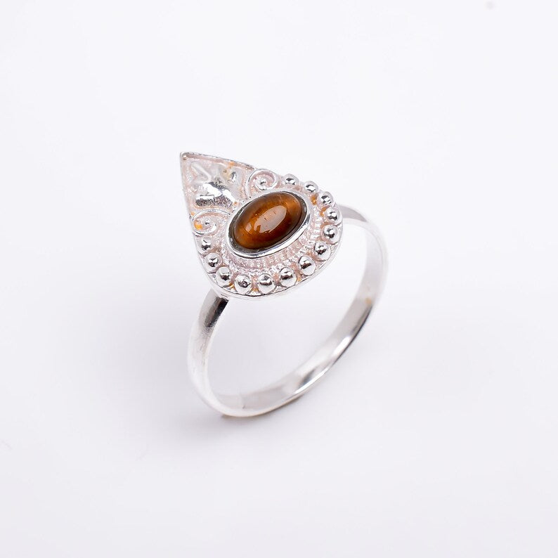 Tiger's Eye Handcrafted Statement Natural Gemstone Ring