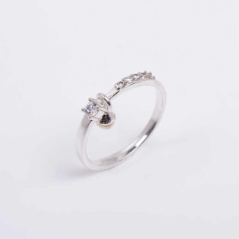 Pearl And Cubic Zirconia Handcrafted Gemstone Statement Ring