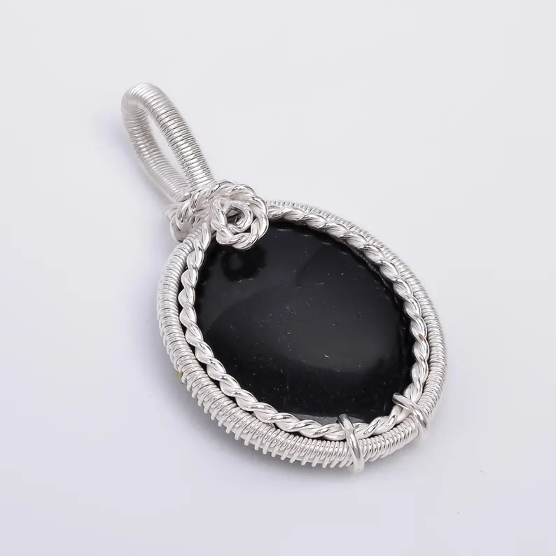 Black Onyx Natural Gemstone Handcrafted Pendant