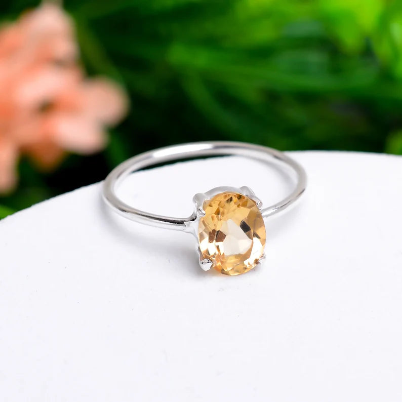 Natural Citrine Gemstone Statement Handcrafted Ring