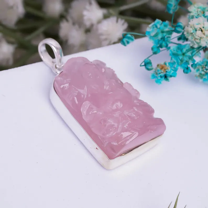 Rose Quartz Handcrafted Natural Gemstone Pendant