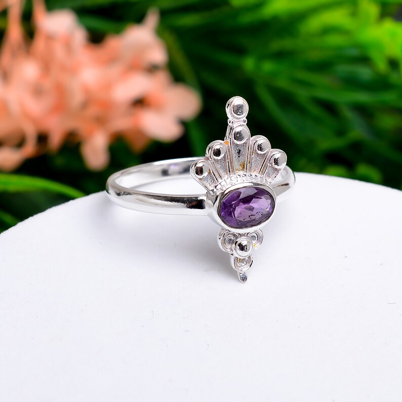 Amethyst Natural Gemstone Handcrafted Statement Ring