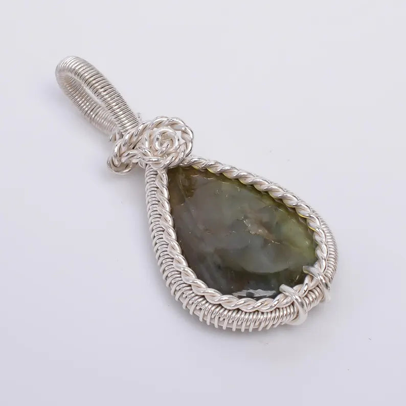 Natural Labradorite Gemstone Handcrafted Minimalist Pendant