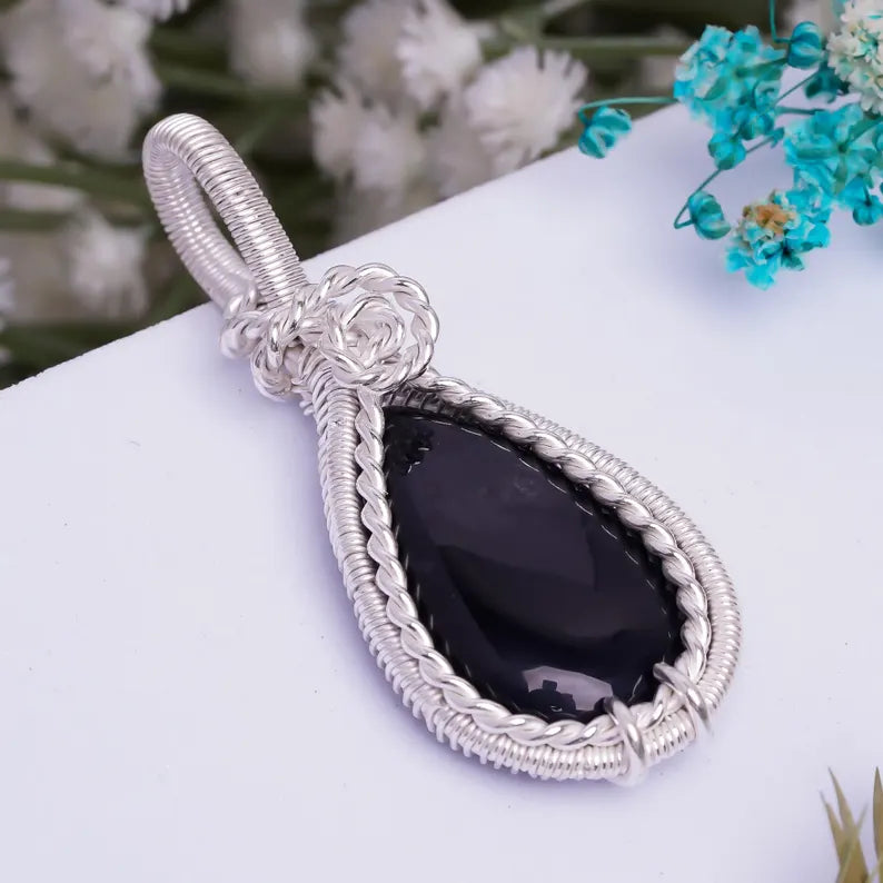 Natural Black Onyx Handcrafted Gemstone Pendant