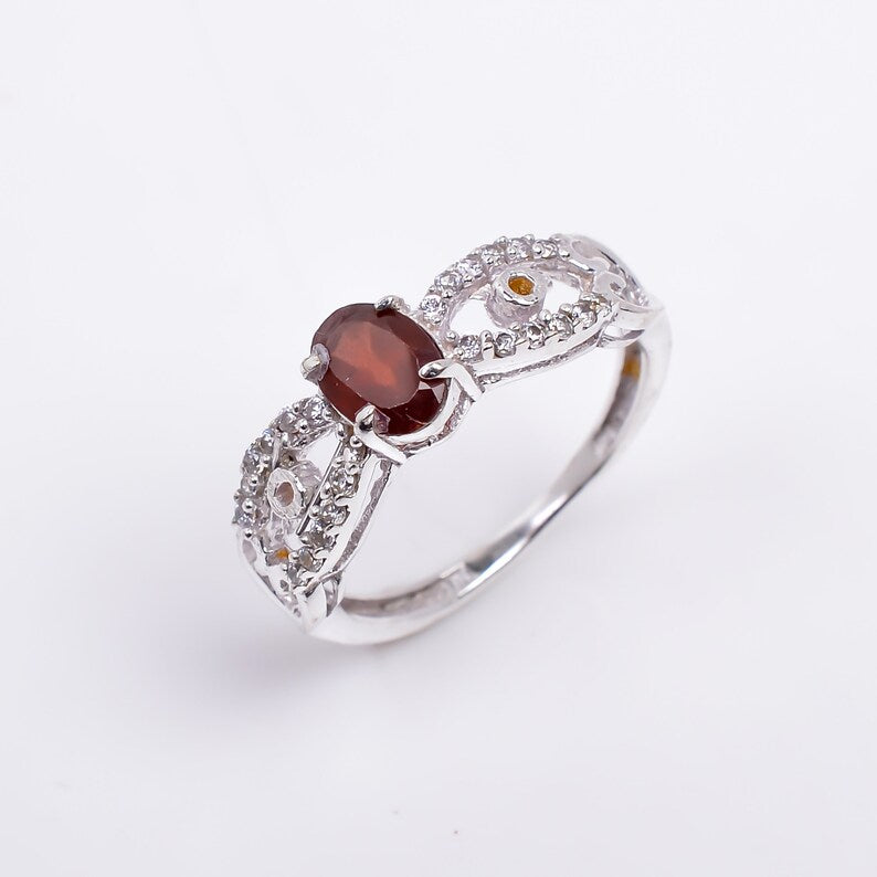 Garnet Statement Handcrafted Natural Gemstone Ring