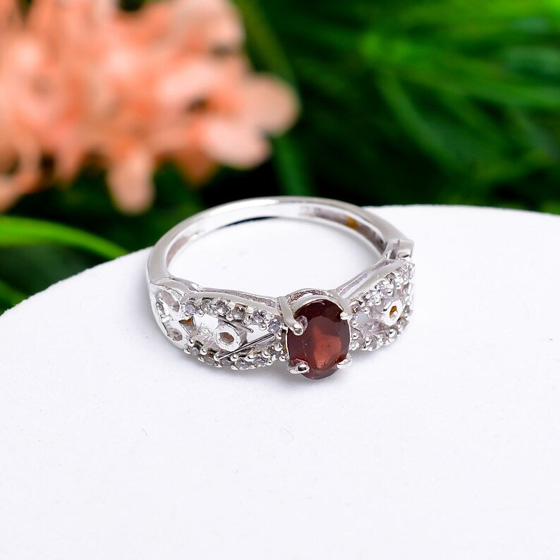 Garnet Statement Handcrafted Natural Gemstone Ring