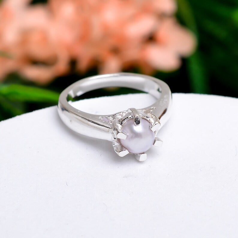 Pearl Minimalist Handcrafted Statement Natural Gemstone Ring