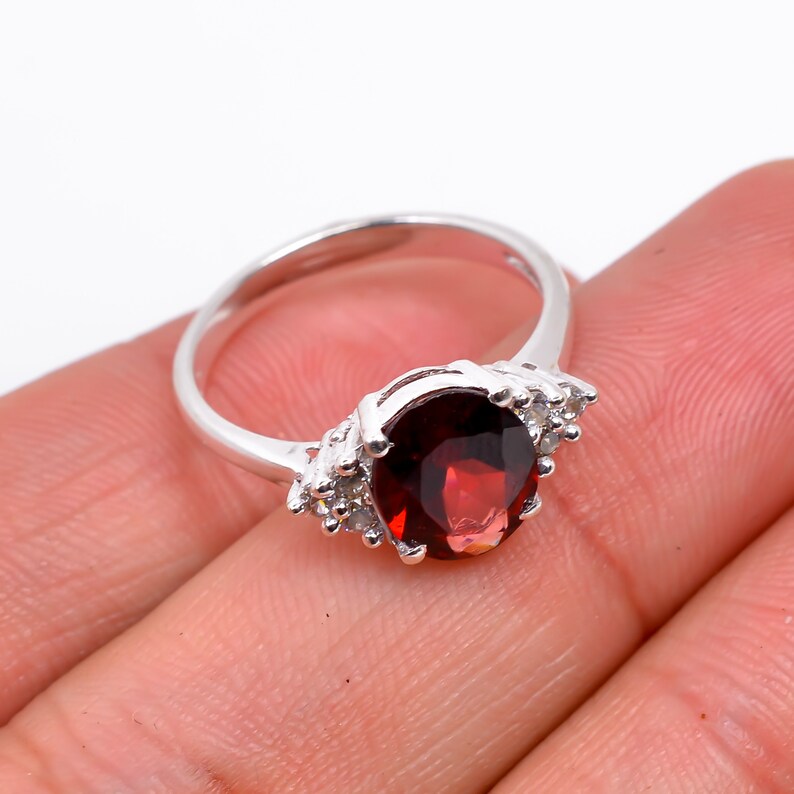 Natural Garnet Gemstone Handcrafted Statement Ring