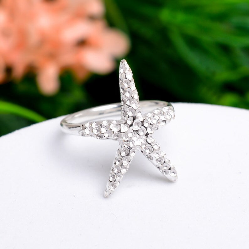 Star Fish Handcrafted Statement Gemstone Ring