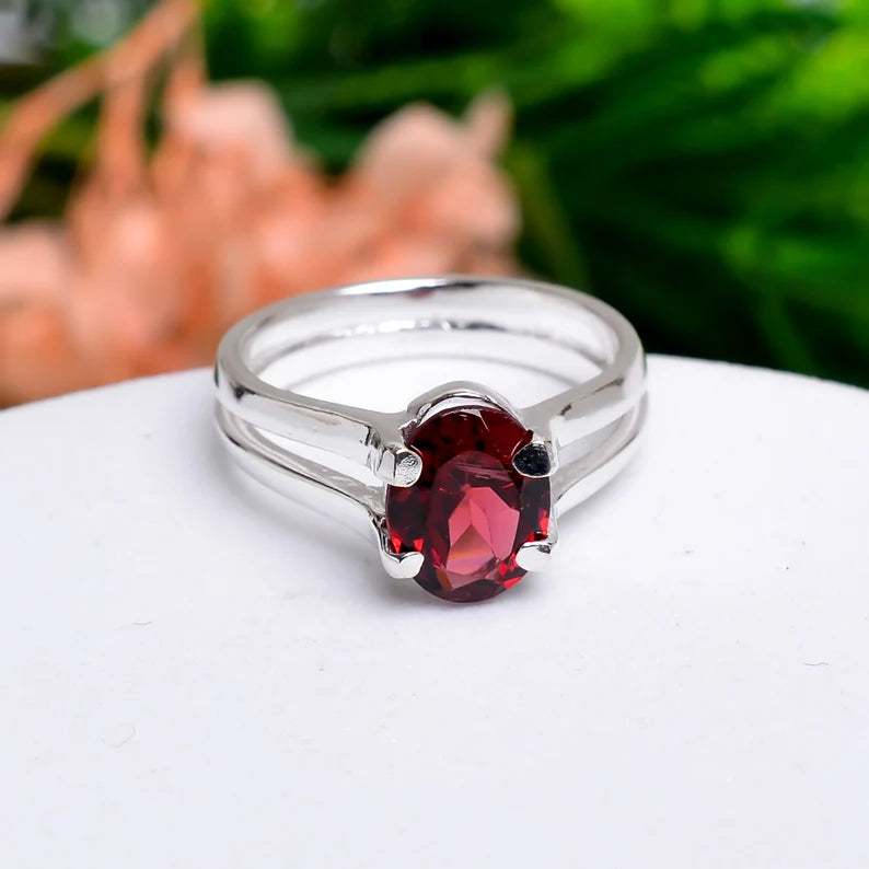 Garnet Handcrafted Statement Natural Gemstone Ring