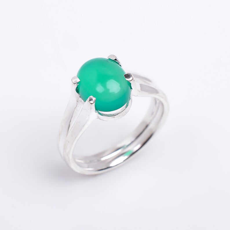 Green Onyx Handcrafted Statement Natural Gemstone Ring