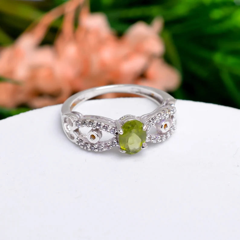 Peridot Minimalist Handcrafted Statement Natural Gemstone Ring