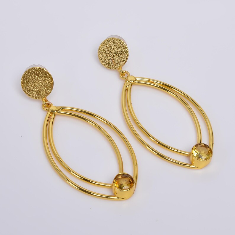 Citrine Natural Gemstone Handcrafted Stud Earrings