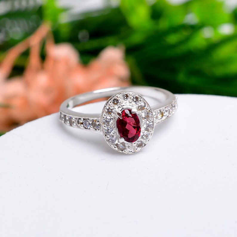 Natural Garnet Gemstone Handcrafted Statement Birthstone Ring
