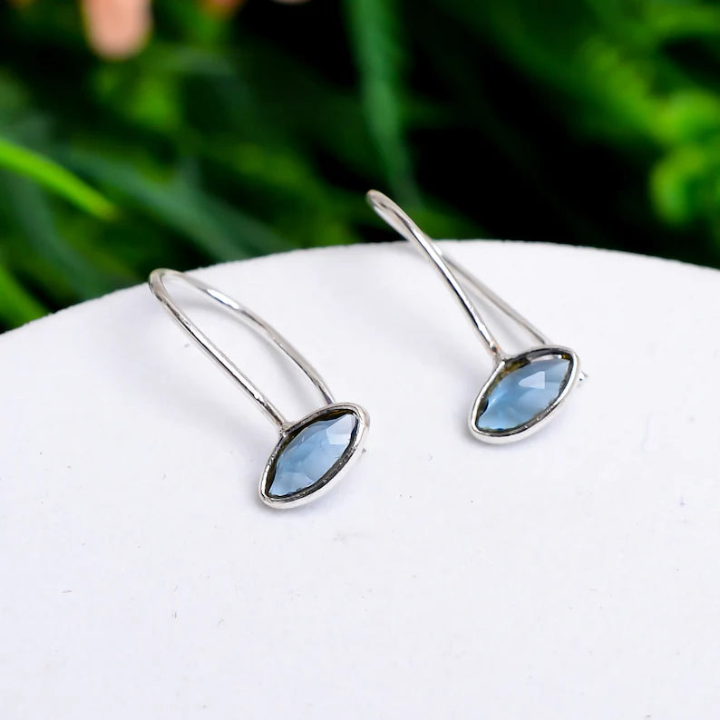 Iolite Natural Gemstone Minimalist Drop Handcrafted Earrings