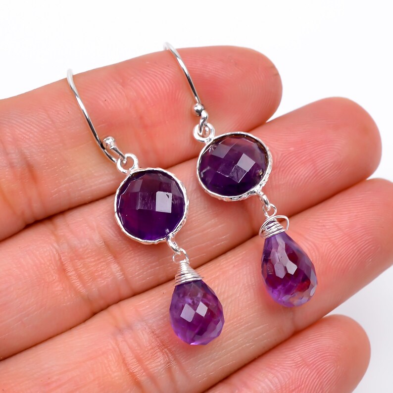 Amethyst Gemstone Handcrafted Drop Earrings