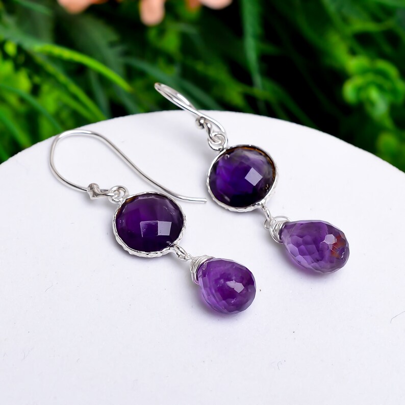 Amethyst Gemstone Handcrafted Drop Earrings