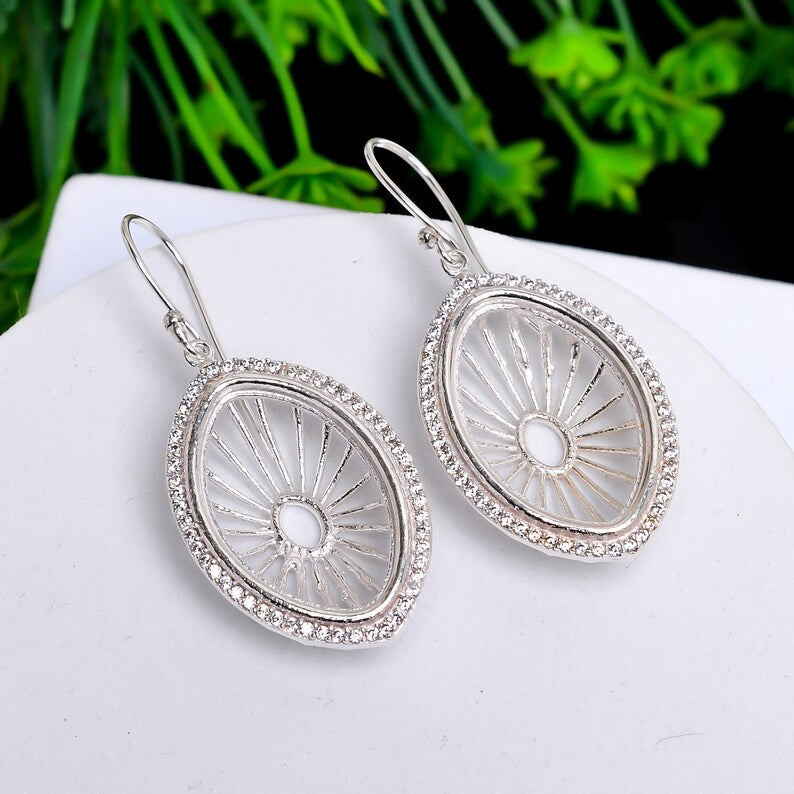 Cubic Zirconia Handcrafted Gemstone Dangle Earrings