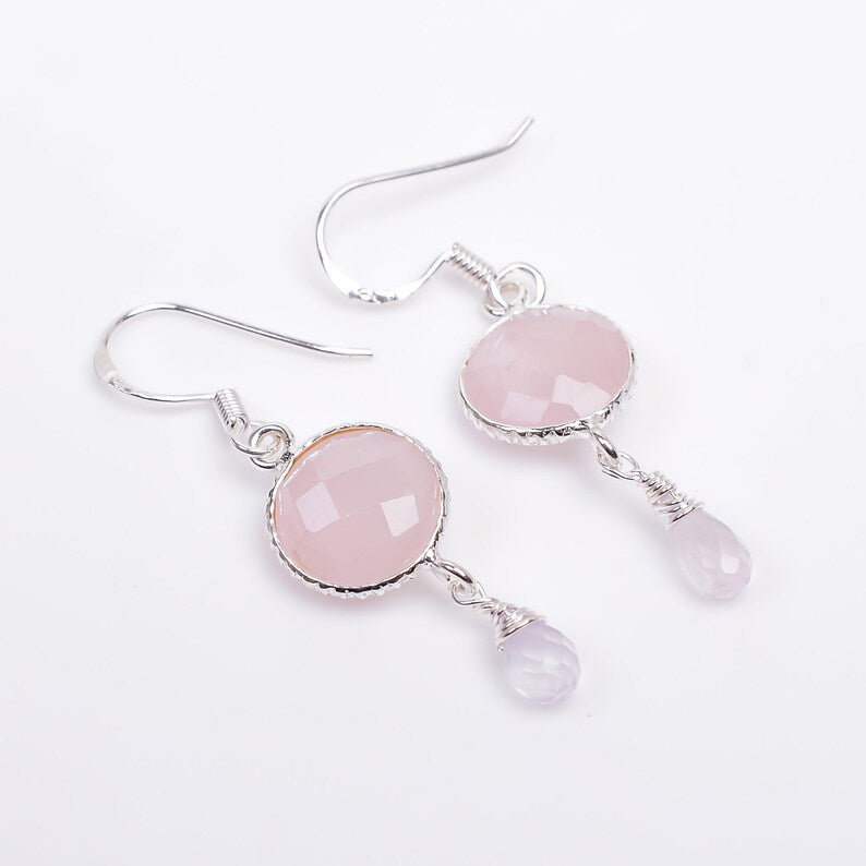 Rose Quartz Minimalist Handcrafted Drop Earrings