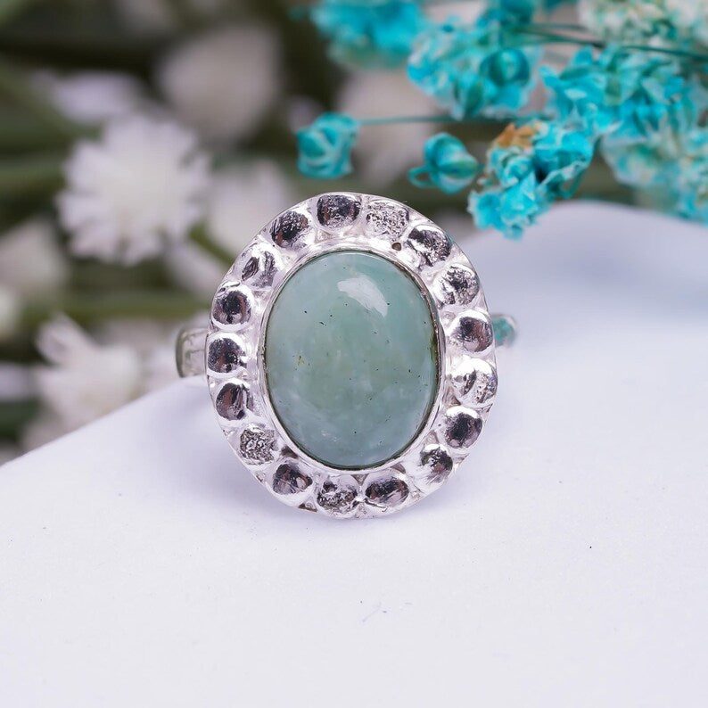 Jade Natural Gemstone Minimalist Handcrafted Signet Ring