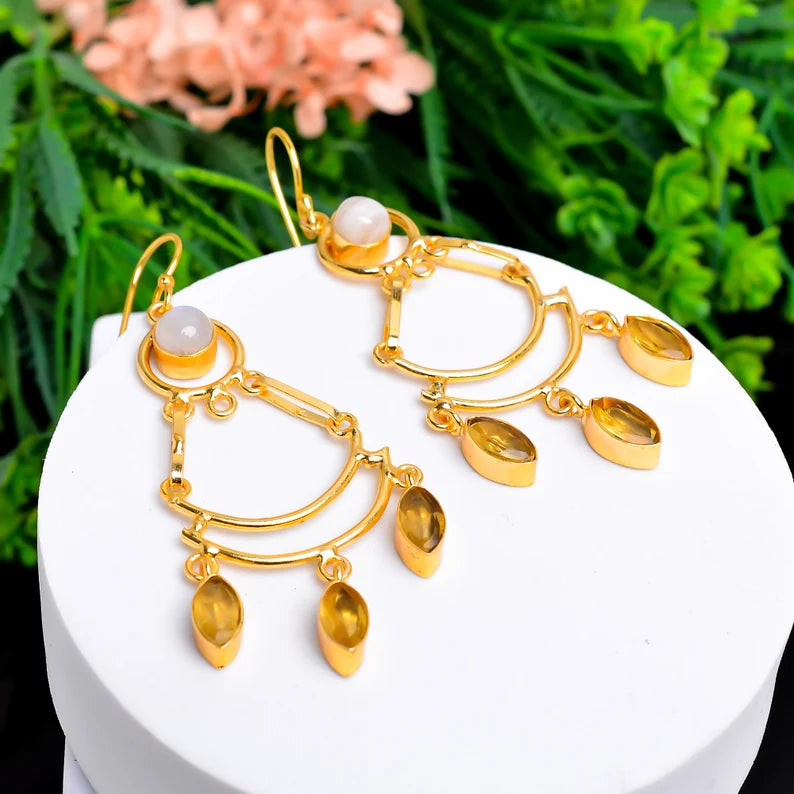 Citrine Handcrafted Gemstone Drop Minimalist Earrings