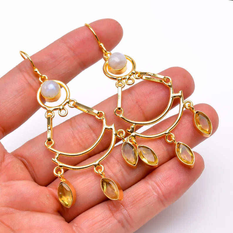 Citrine Handcrafted Gemstone Drop Minimalist Earrings