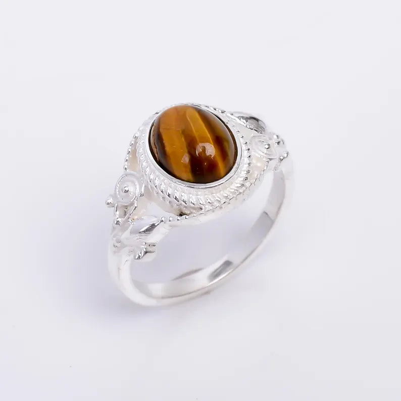 Tiger's Eye Handcrafted Birthstone Natural Gemstone Ring
