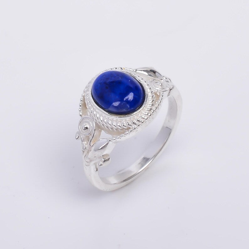 Natural Lapis Lazuli Gemstone Handcrafted Statement Ring