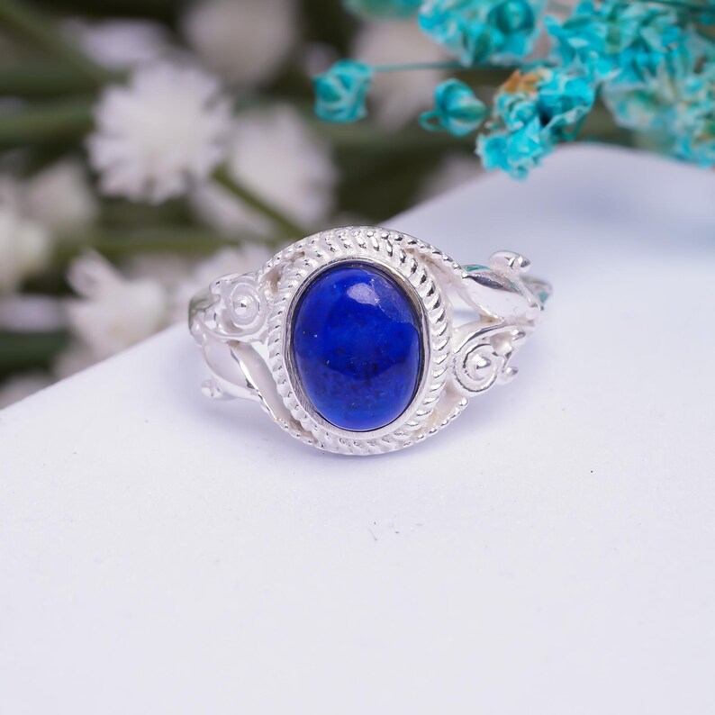 Natural Lapis Lazuli Gemstone Handcrafted Statement Ring