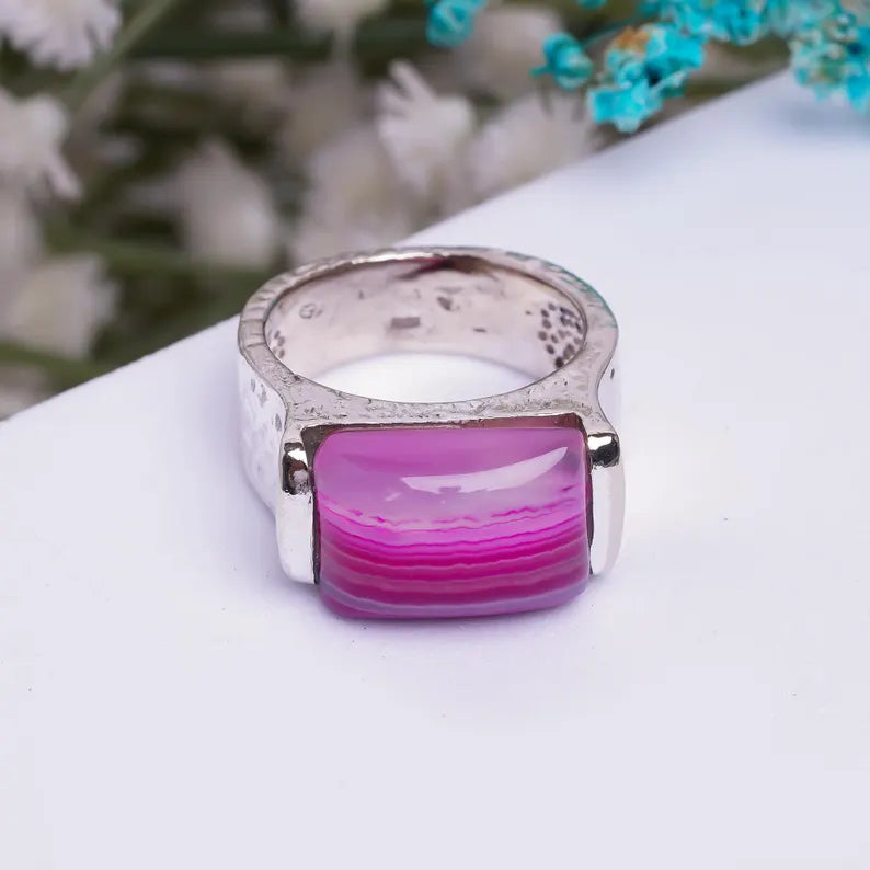Natural Gemstone Onyx Handcrafted Minimalist Birthstone Ring