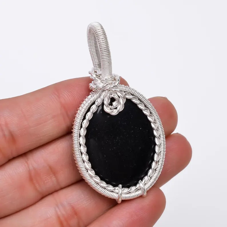 Black Onyx Natural Gemstone Handcrafted Pendant