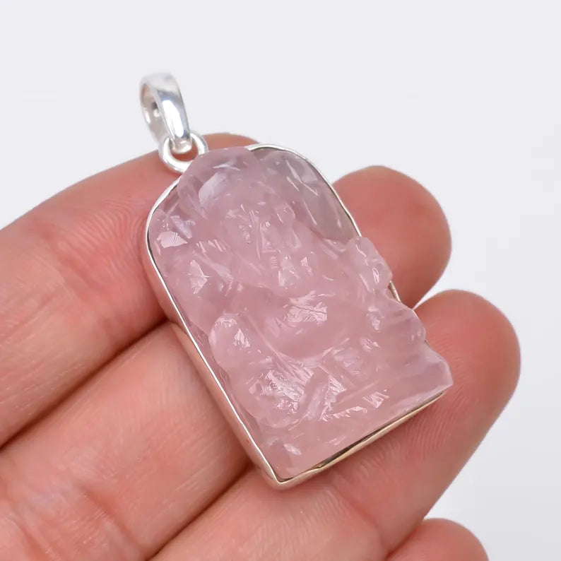 Rose Quartz Handcrafted Natural Gemstone Pendant