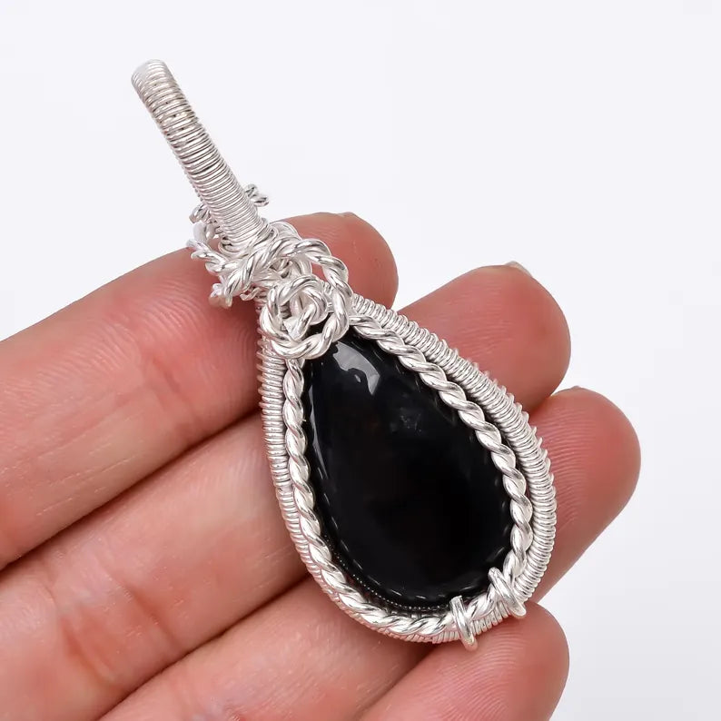 Natural Black Onyx Handcrafted Gemstone Pendant