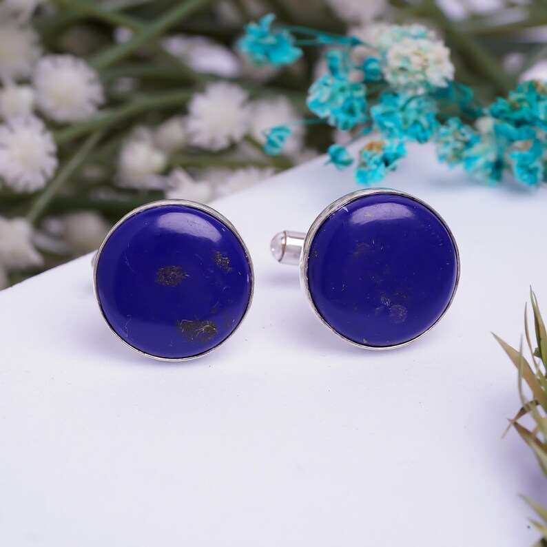 Natural Lapis Lazuli 925 Sterling Silver Cufflinks