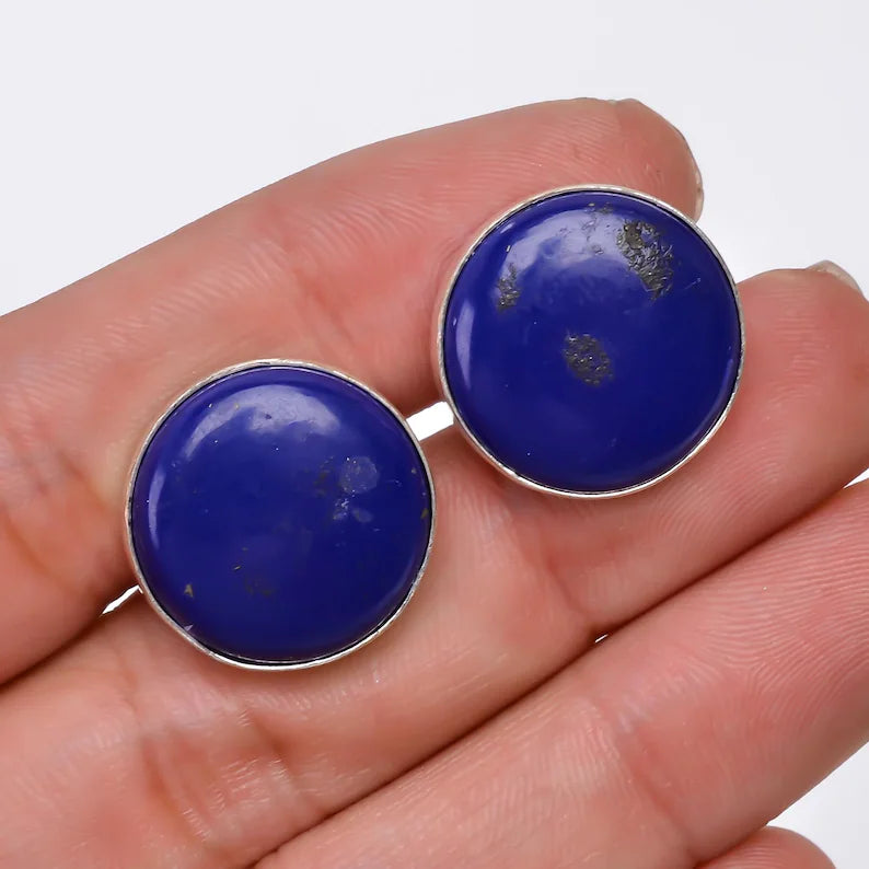 Natural Lapis Lazuli 925 Sterling Silver Cufflinks