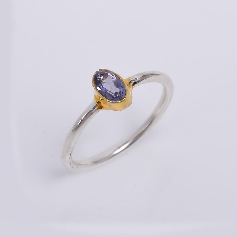 Iolite Gemstone Handcrafted Statement Birthstone Ring