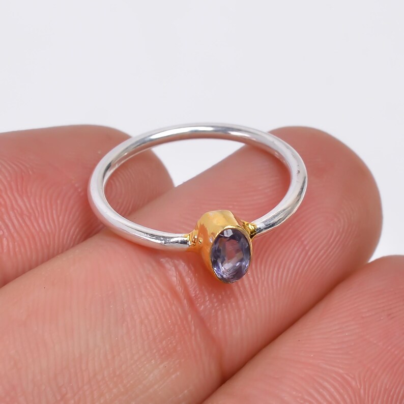 Iolite Gemstone Handcrafted Statement Birthstone Ring