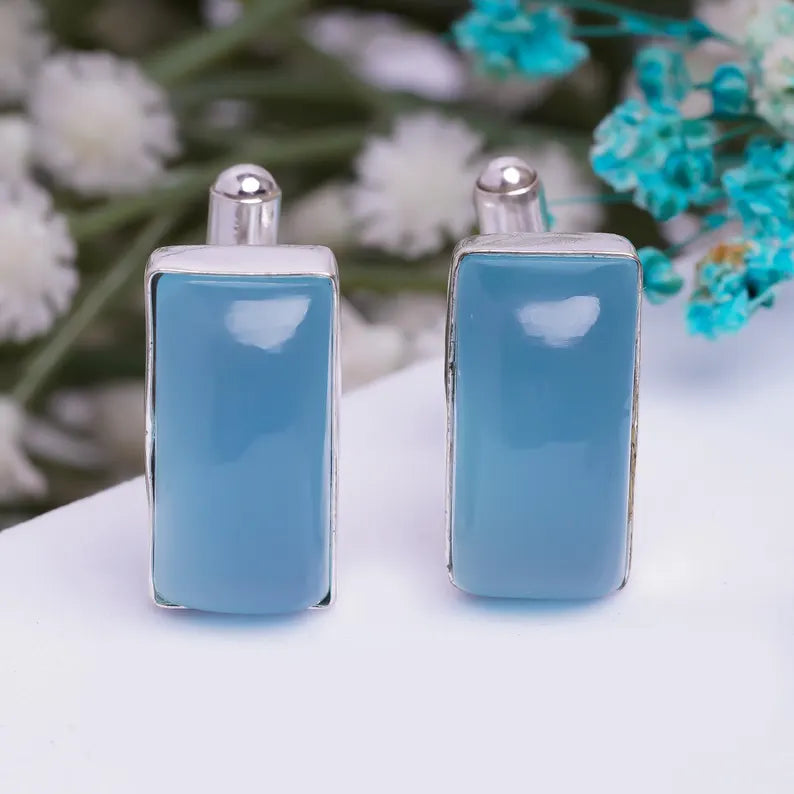 Chalcedony 925 Sterling Silver Cufflinks