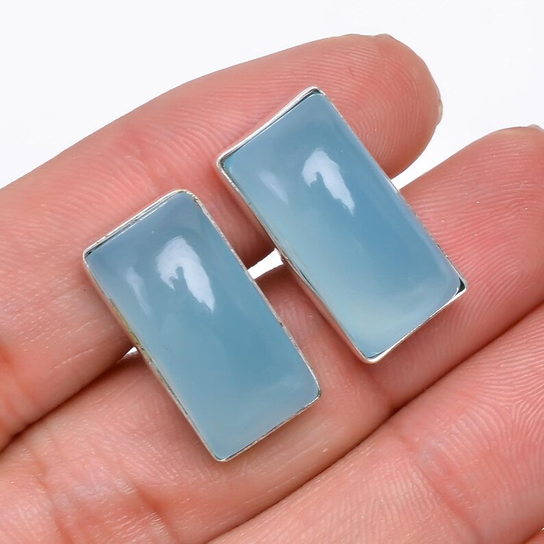 Chalcedony 925 Sterling Silver Cufflinks