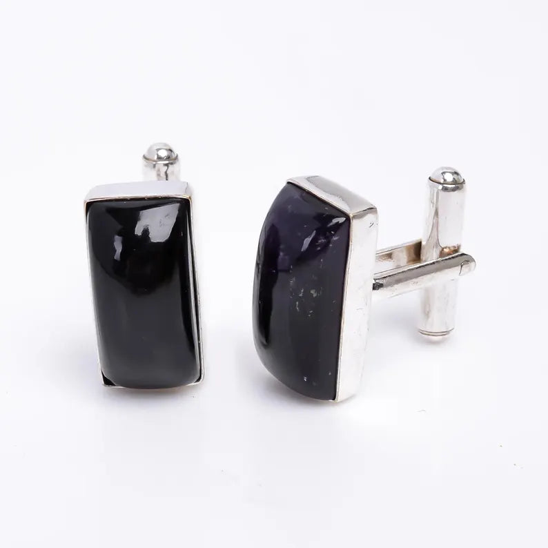 Black Onyx 925 Sterling Silver Cufflinks