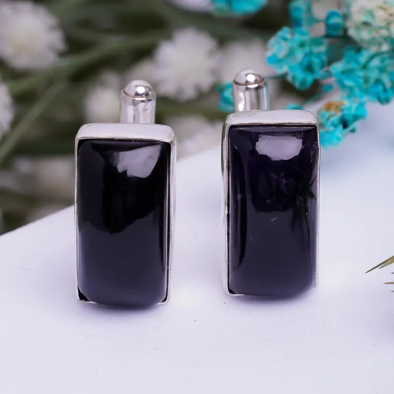 Black Onyx 925 Sterling Silver Cufflinks