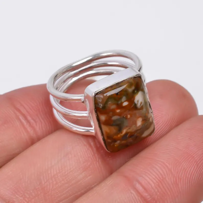 Synthetic Glass Stone Handcrafted Minimalist Statement Ring